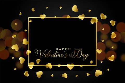 Golden hearts frame with text space for valentines day Stock Illustration