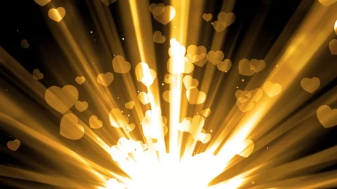 Golden Hearts Light Rays Stock-Footage 97403270