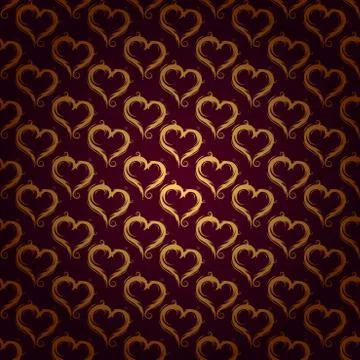 Golden hearts pattern Stock Illustration