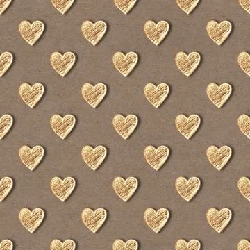 Golden hearts seamless pattern Stock Illustration