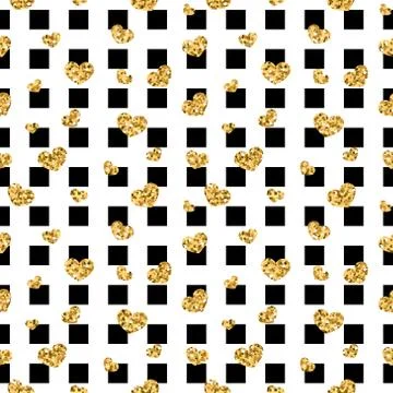 Golden hearts square seamless pattern Stock Illustration