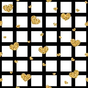 Golden hearts stripes seamless pattern Stock Illustration