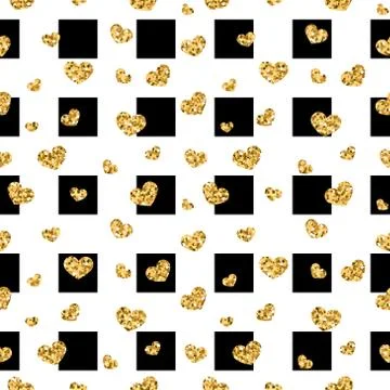 Golden hearts stripes seamless pattern Stock Illustration