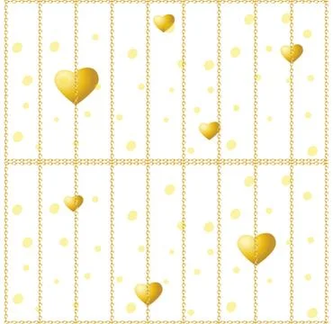 Golden hearts on a white background. Vector seamless texture for Valentines Day Illustrazione stock