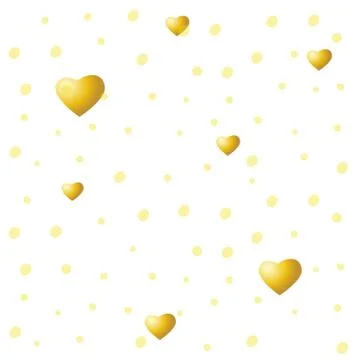 Golden hearts on a white background. Vector seamless texture for Valentines Day Stock Illustration