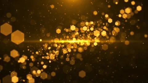Golden hexagon bokeh background glowing honey shapes, warm particle lights, soft Stock Footage 340418733