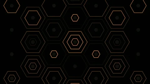 Golden hexagon geometric motion background 4K ultra HD loop Stock Footage 331693932