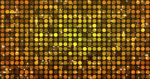 Golden Hexagon Glitter Sequin Loop 4K. Stock Footage 322001108