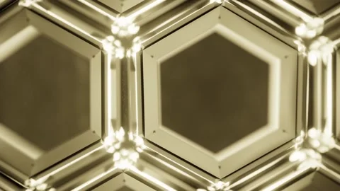 Golden Hexagon Honeycomb Pattern Motion Graphics Background Stock Footage 221446649