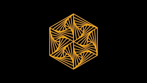 Golden hexagon spiral tunnel loop on black background. 4k motion graphics Stock Footage 341490674