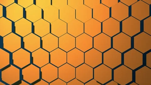 Golden Hexagonal Grid Growing With Subtle Depth And Light Motion Video stock 342421845