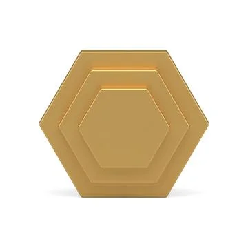 Golden hexagonal metallic level vertical wall geometric 3d decor element re.. Stock Illustration