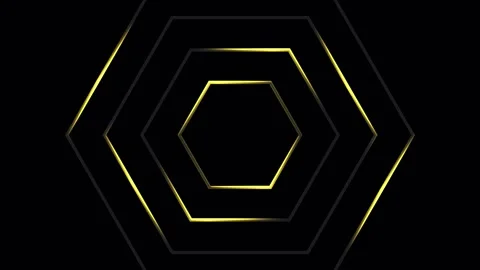 Golden hexagonal outlines forming a pattern in dark space with subtle light.. Stock Footage 343482502