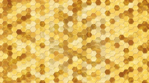 Golden Hexagons Glowing Wall Motion Background Vídeos de archivo 134560230