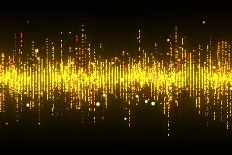 Golden high tech waveform equalizer 3d illustration Stock Illustration