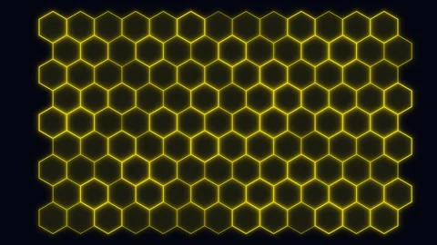 Golden Honeycomb Hexagon Matrix Texture Background Video stock 341845097