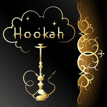Golden hookah pattern design Stock Illustration