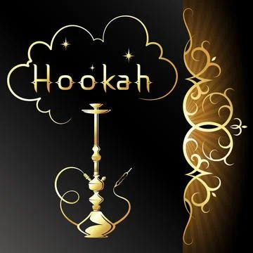 Golden hookah pattern design Stock Illustration