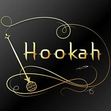 Golden hookah with smoke pattern design Stock Illustration