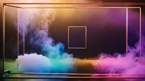 Golden horizontal rectangular and vertical frames and slowly moving blue an.. Stock Footage 273954177