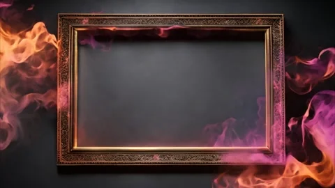 A golden horizontal, rectangular frame with slowly moving dry ice smoke aro.. Vídeos de archivo 273954661