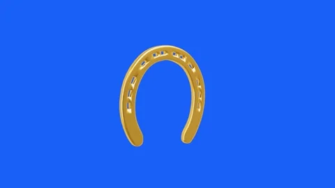 Golden horseshoe rotating render 3d Stock Footage 170726946