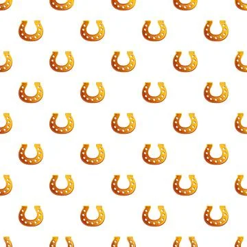 Golden horseshoes repeating pattern bringing luck and fortune Illustrazione stock