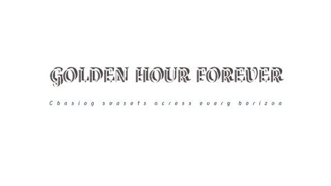 GOLDEN HOUR FOREVER isolated display type artwork with classic gray object shado Stock Illustration