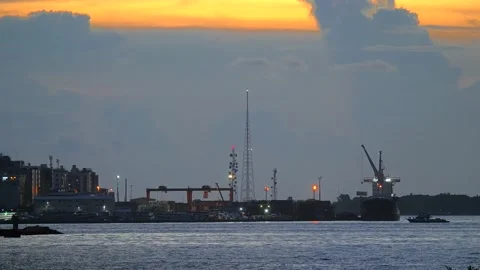Golden hour in Harbor Stock Footage 144789291