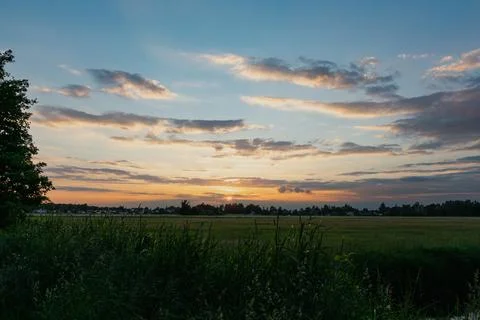 Golden Hour over the Fields Stock Photos