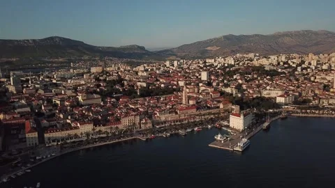 Golden Hour Over Split: Adriatic Sunset Magic Stock Footage 304489387