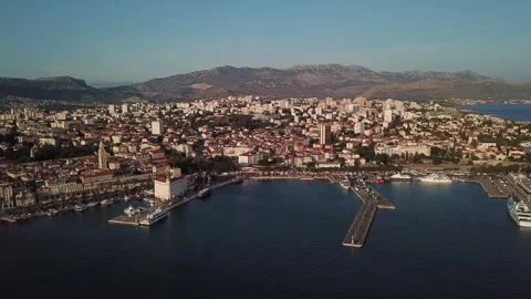 Golden Hour Over Split: Adriatic Sunset Magic Stock Footage 304489397