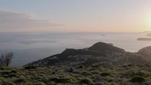 Golden hour panoramic view from Mount Srd, Dubrovnik, Croatia, 4k Stock Footage 274457109