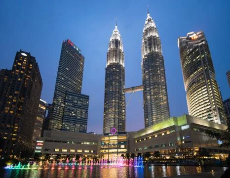 Golden Hour Petronas Twin Towers Stock Photos
