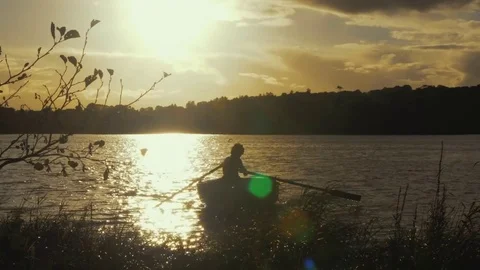 Golden Hour Rowing Stock Footage 81419446