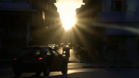 golden hour sun rays, old classic Americ... | Stock Video | Pond5