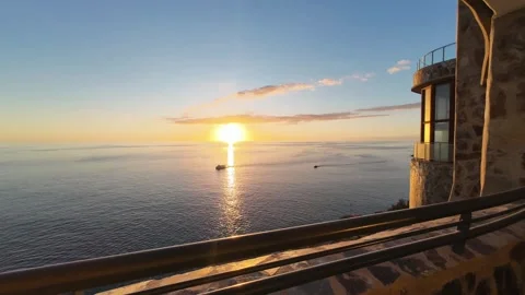 Golden Hour Sunset Time-Lapse Over Calm Ocean Waters Stock Footage 334249586