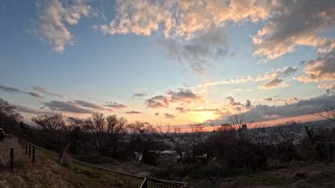 Golden Hour Sunset Timelapse Over Kanazawa Cityscape in Winter Stock Footage 331765172