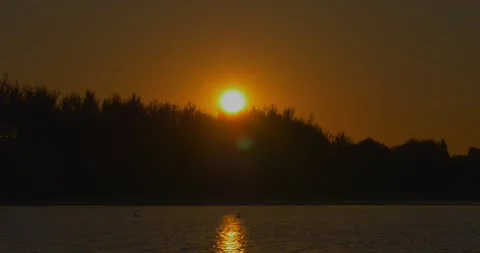 Golden hour time lapse over the pond Stock Footage 341874135