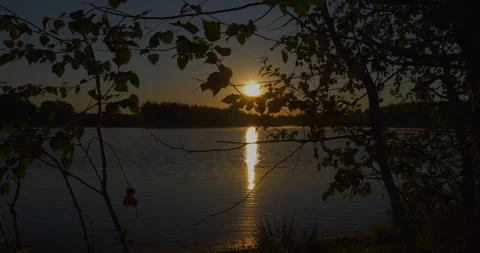 Golden hour time lapse over the pond Stock Footage 341874820