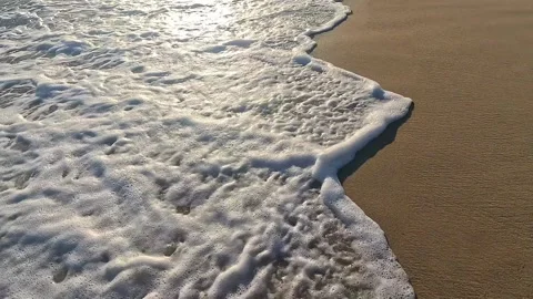 Golden Hour Waves on Tropical Beach Shoreline Video stock 336201766
