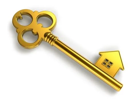 Golden house-shape key Stock Illustration