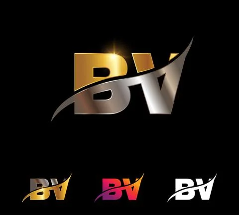 Golden HV Monogram Initial Logotype Stock Illustration