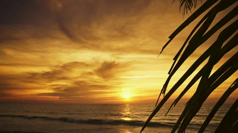 A Golden Idyllic Sunset. The Sun Sets Into The Waters of The Gentle Ocean Stock Footage 250144719