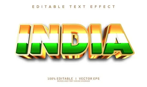 Golden india vector text effect with modern style design Stock Illustration