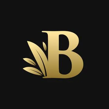 Golden Initial Letter B Leaf Logo Stock Illustration