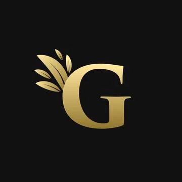 Golden Initial Letter G Leaf Logo Stock Illustration