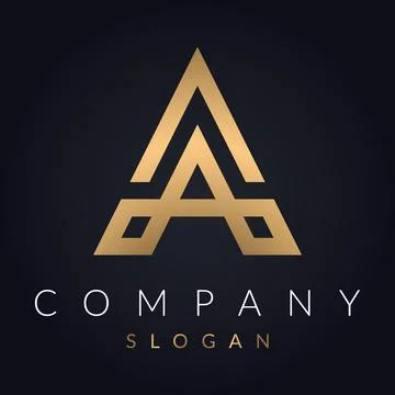 Golden Initial typography A logo icon monogram design template Stock Illustration