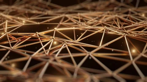 Golden interconnected network with glowing highlights Stock Footage 299848775