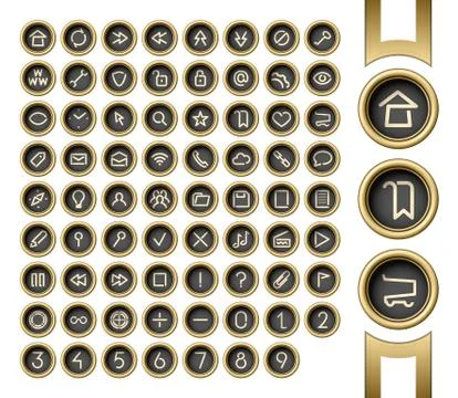 Golden interface buttons Stock Illustration